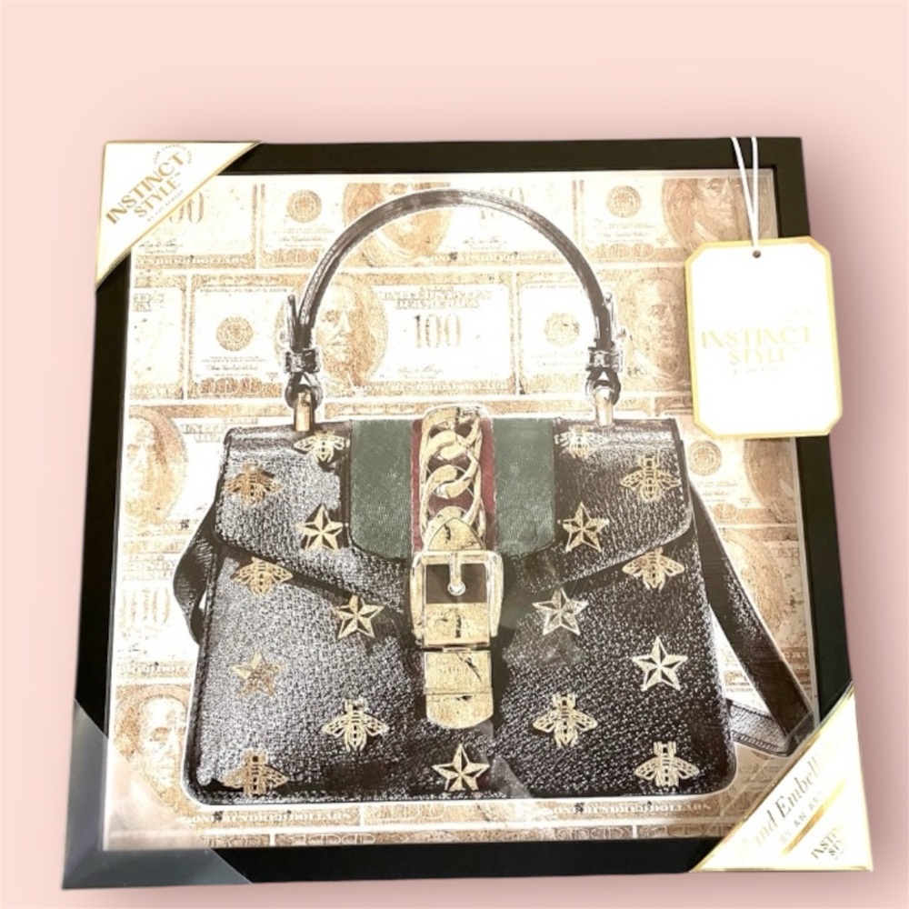 Wall art with Black and Gold Women's Bag detail
